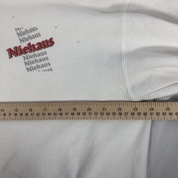 Vintage Niehaus Sweatshirt USA Made Long Sleeve by Lee XL White 90s Button Neck - Picture 11 of 11